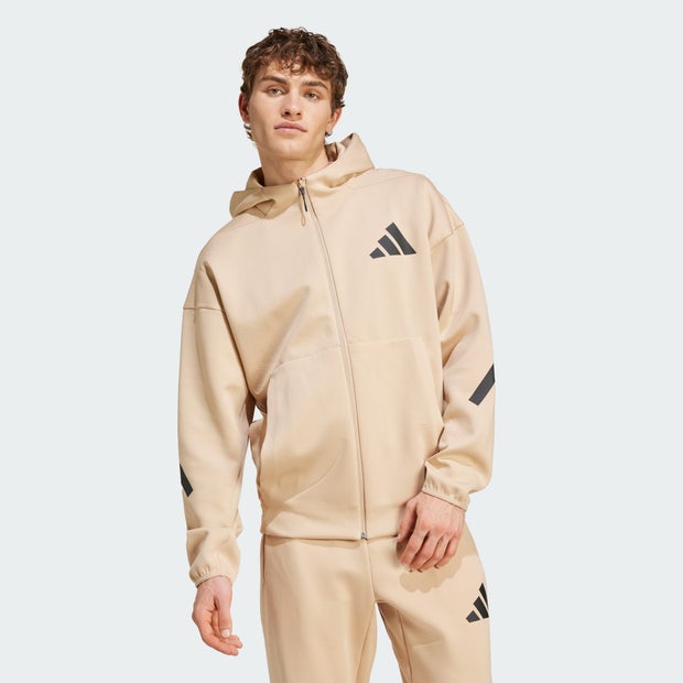 Adidas Z.N.E. Full Zip Hooded Track Jackets Poly Mesh Beige