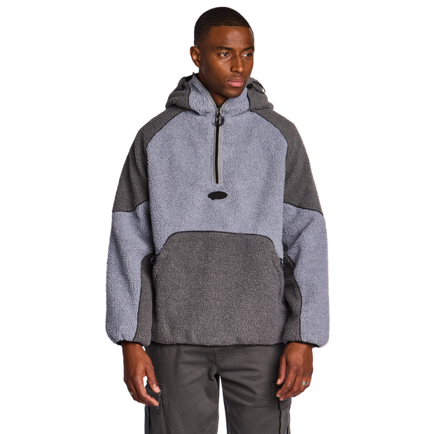 Street Cartel Roma Borg Half Zip Sherpa Track Tops Sherpa Grey