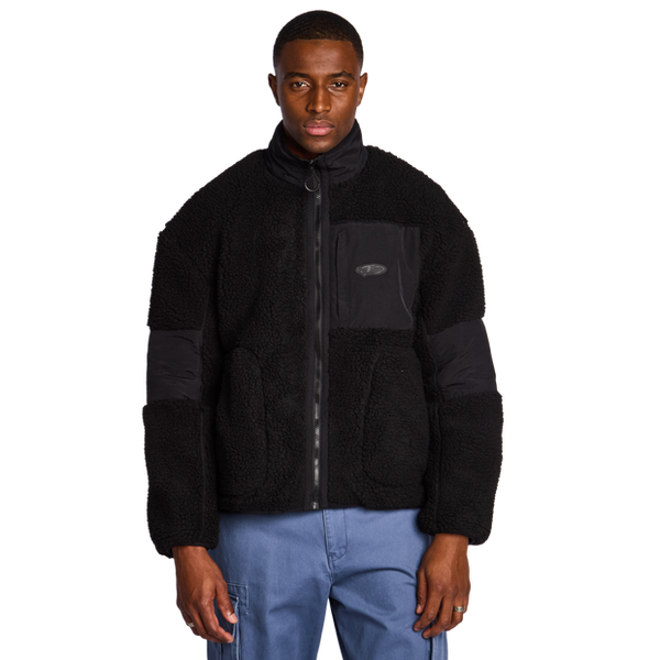 Street Cartel Leonardo Borg Full Zip Sherpa Jackets Sherpa Black