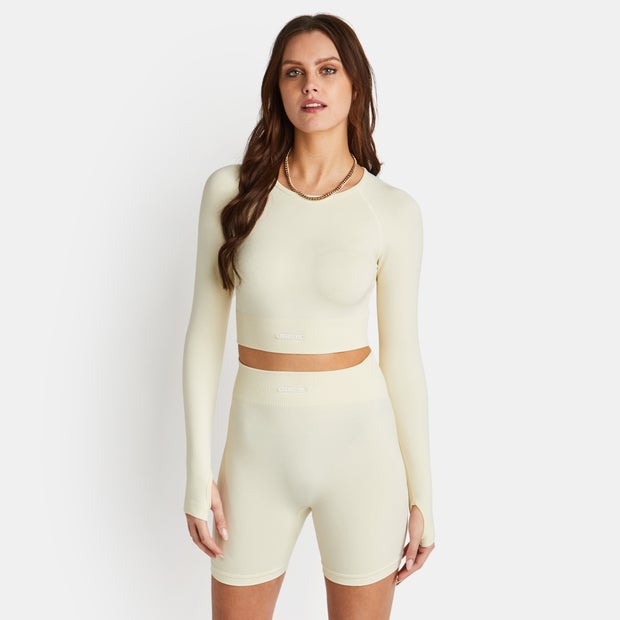 Peach Fit Sophia Seamless T Shirts Poly Spandex Beige