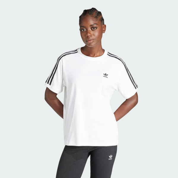Adidas 3 Stripes T Shirts Cotton Jersey White