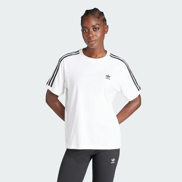 Adidas 3 Stripes T Shirts Cotton Jersey White
