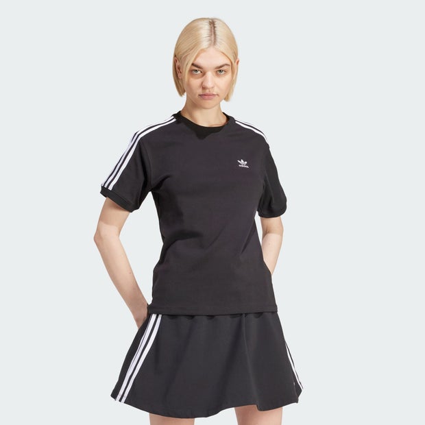 Adidas 3 Stripes T Shirts Cotton Jersey Black