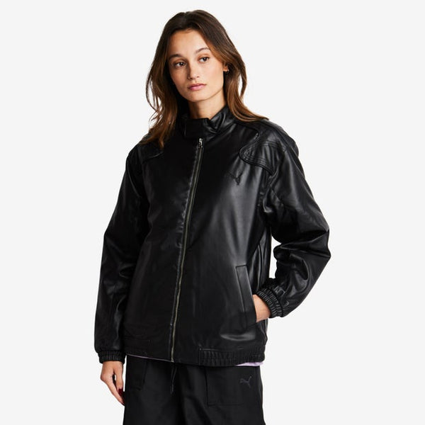 Puma Archive Pleather Racer Jackets Nylon Black