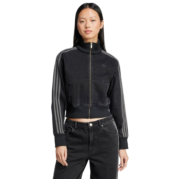 Adidas Adicolor Denim Track Tops Cotton Jersey Black
