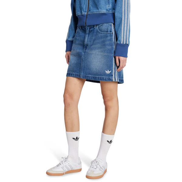 Adidas Adicolor 3 Stripes Denim Mini Skirts Cotton Jersey Blue