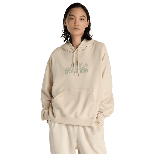 New Balance Flower Hoodie Hoodies Cotton Jersey Beige