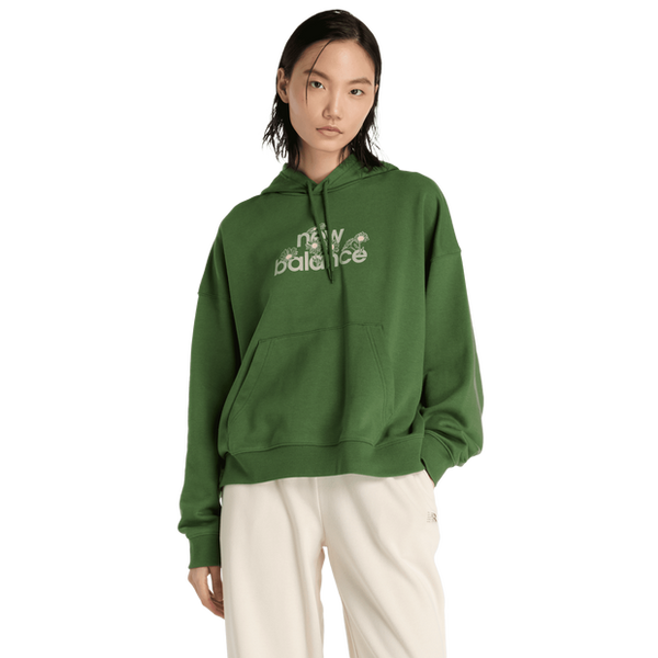New Balance Flower Hoodie Hoodies Cotton Jersey Green