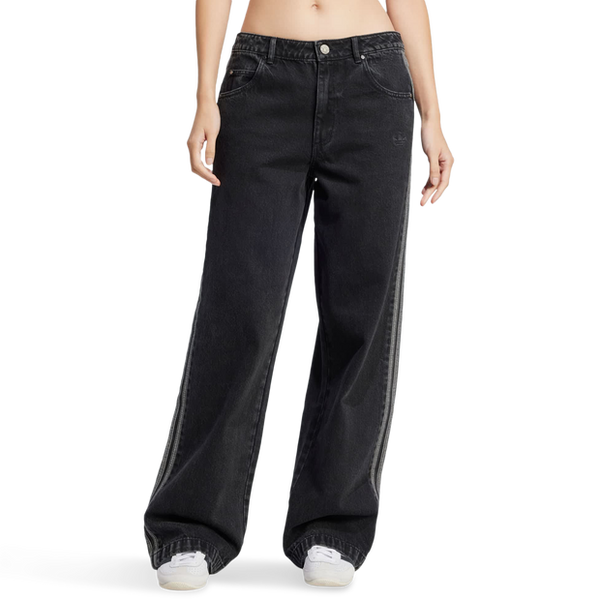 Adidas Adicolor Denim 3 Stripes Track Pants Pants Cotton Jersey Black