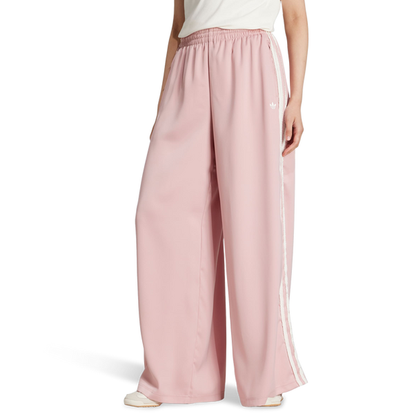 Adidas Originals Satin Wide Leg Track Bottoms Pants Poly Mesh Pink