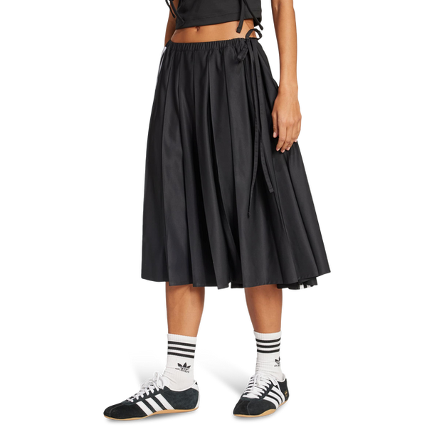 Adidas Ribbon Pleated Maxi Skirt Skirts Poly Mesh Black