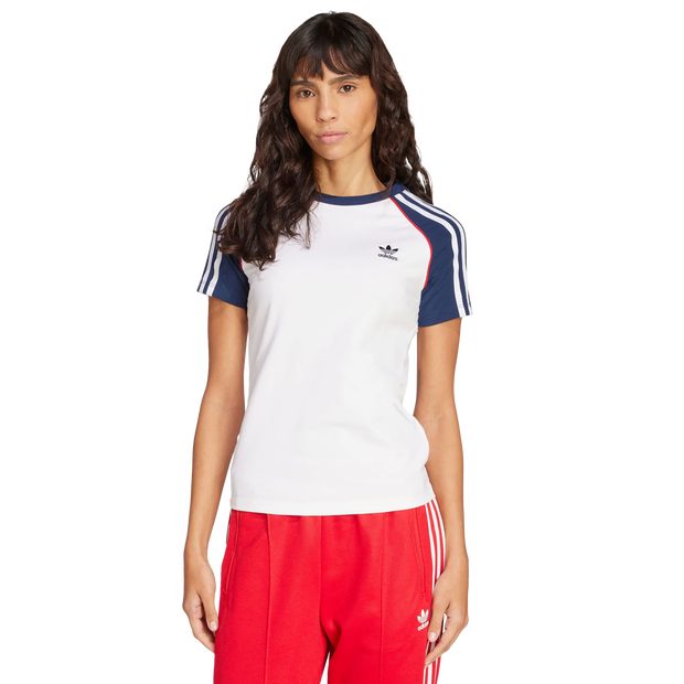 Adidas Adicolor 3 Stripes Raglan Slim T Shirt T Shirts Cotton Jersey White