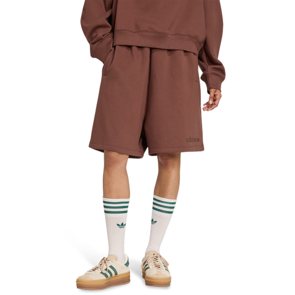 Adidas Essentials Linear Shorts Oversized Shorts Cotton Jersey Brown