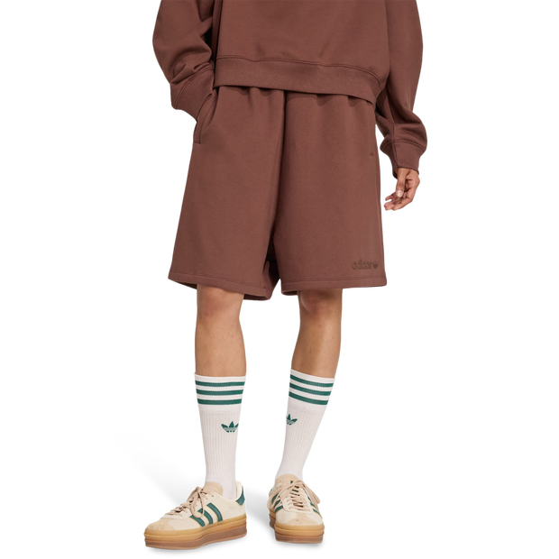 Adidas Essentials Linear Shorts Oversized Shorts Cotton Jersey Brown
