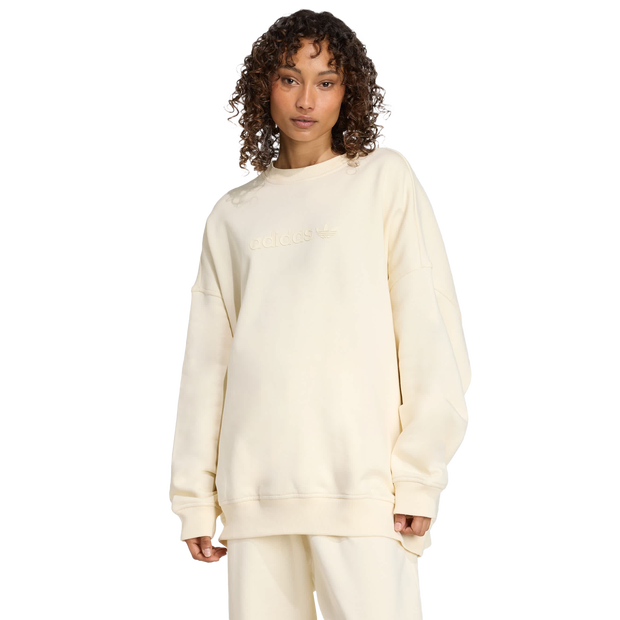 Adidas Essentials Oversized Sweatshirt Sweatshirts Cotton Jersey White