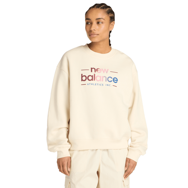 New Balance Fleece Sweatshirts Cotton Jersey Beige