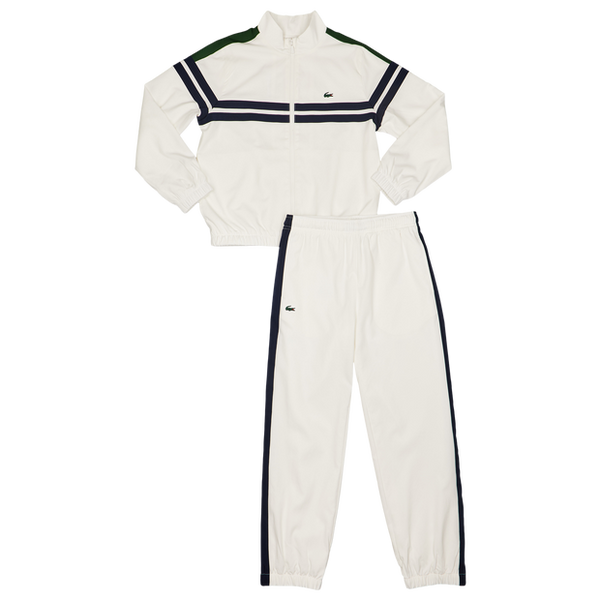 Lacoste Front Stripe Croc Tracksuits Poly Woven White