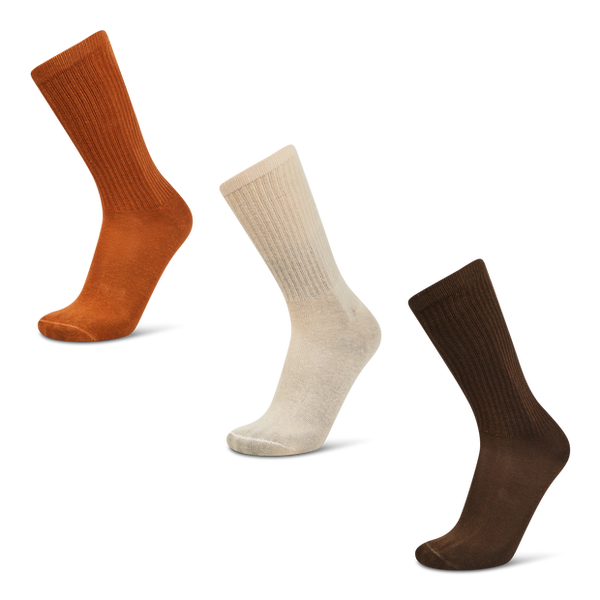 Foot Locker Crew 3 Pack Unisex Socks Cotton Brown