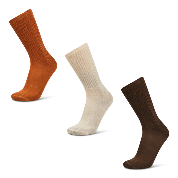 Foot Locker Crew 3 Pack Unisex Socks Cotton Brown