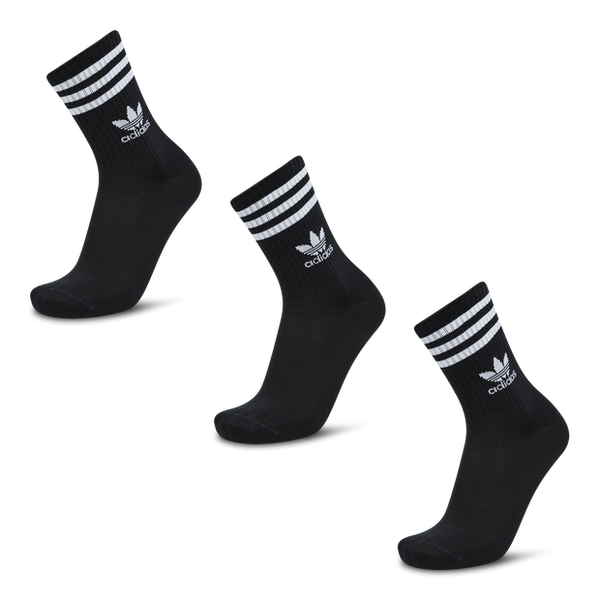 Adidas Solid Crew 3 Pack Unisex Socks Black