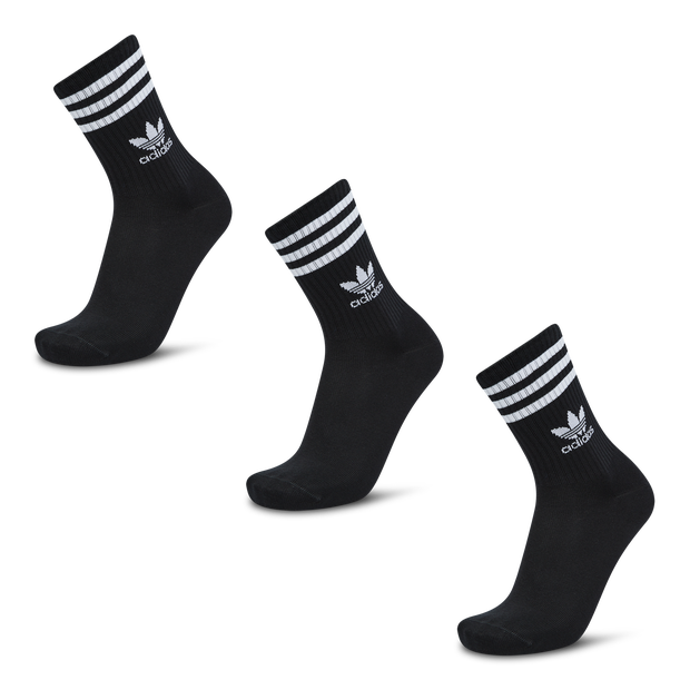 Adidas Solid Crew 3 Pack Unisex Socks Black