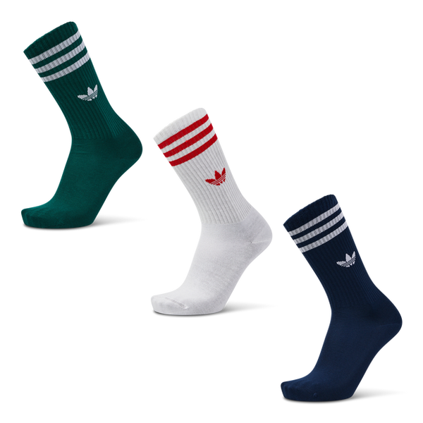 Adidas Solid Crew 3 Pack Unisex Socks Blue