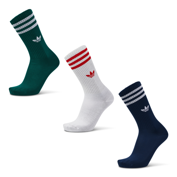 Adidas Solid Crew 3 Pack Unisex Socks Blue
