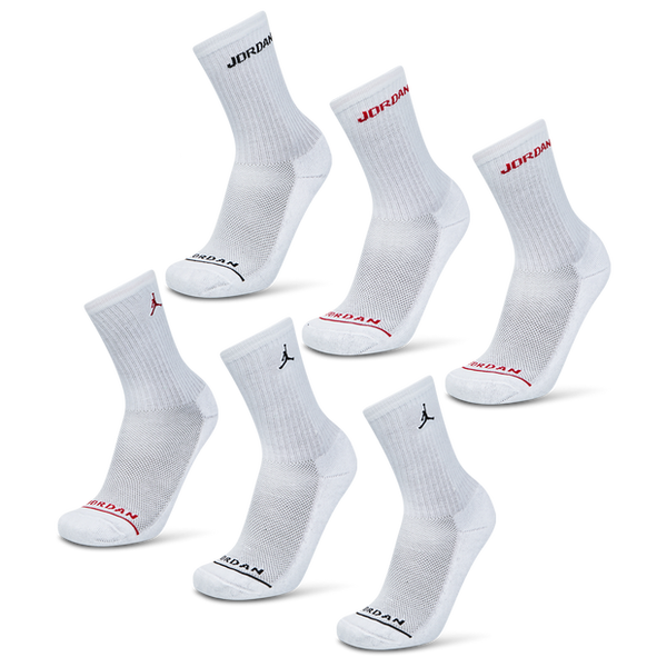 Jordan Crew 6 Pack Unisex Socks White
