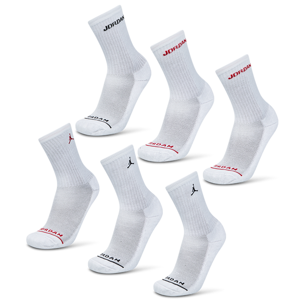 Jordan Crew 6 Pack Unisex Socks White