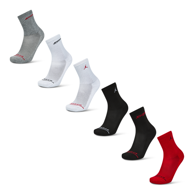 Jordan Crew 6 Pack Unisex Socks Red
