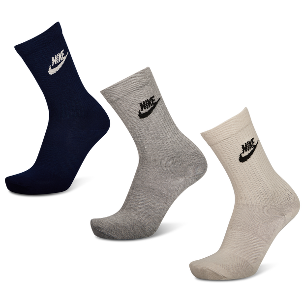 Nike Everyday Essential Crew 3 Pack Unisex Socks Cotton Beige