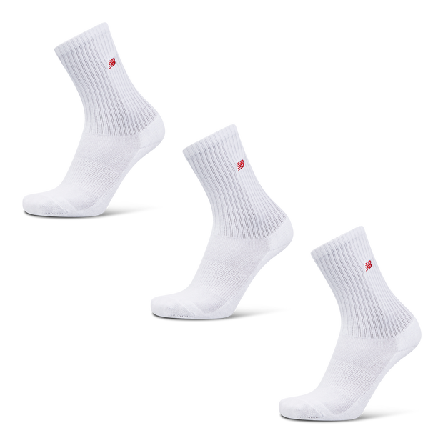 New Balance Crew 3 Pack Unisex Socks Cotton White