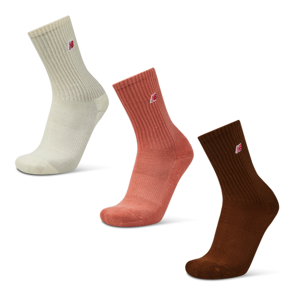 New Balance Crew 3 Pack Socks Brown