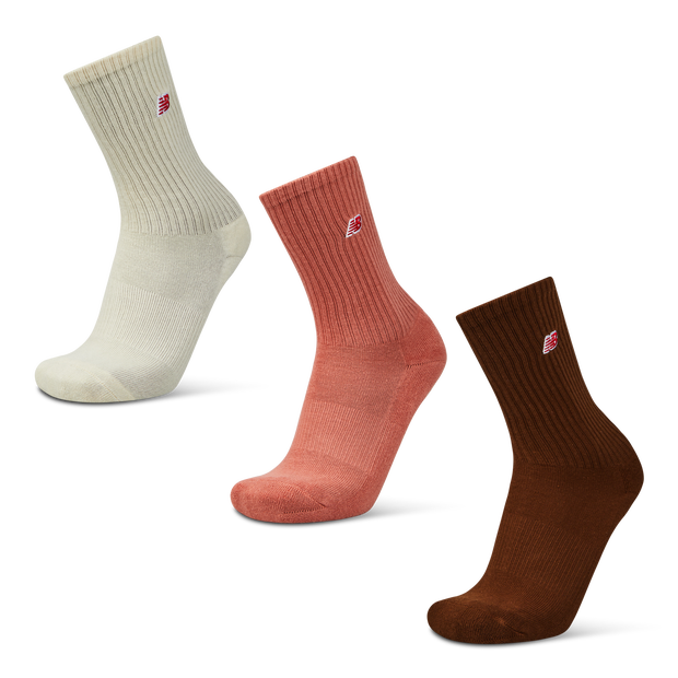 New Balance Crew 3 Pack Unisex Socks Cotton Brown