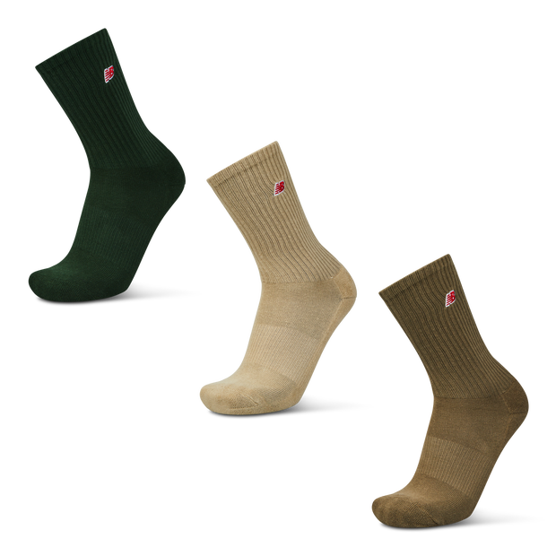 New Balance Crew 3 Pack Unisex Socks Cotton Green