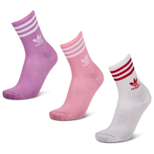 Adidas Mid Cut Crew 3 Pack Unisex Socks Purple