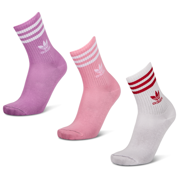 Adidas Mid Cut Crew 3 Pack Unisex Socks Purple