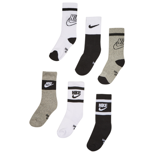 Nike Kids Crew 6 Pack Socks White