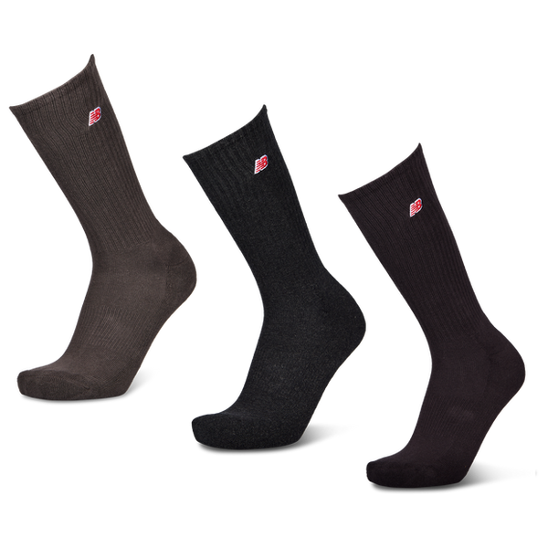 New Balance Crew 3 Pack Unisex Socks Cotton Black