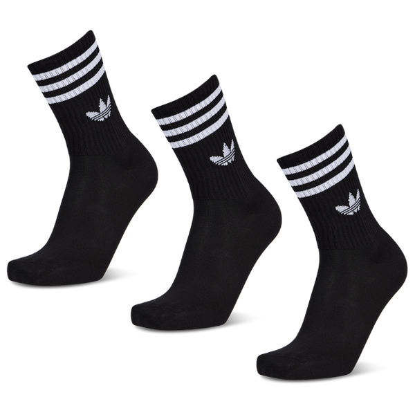 Adidas Mid Cut Crew 3 Pack Unisex Socks Black