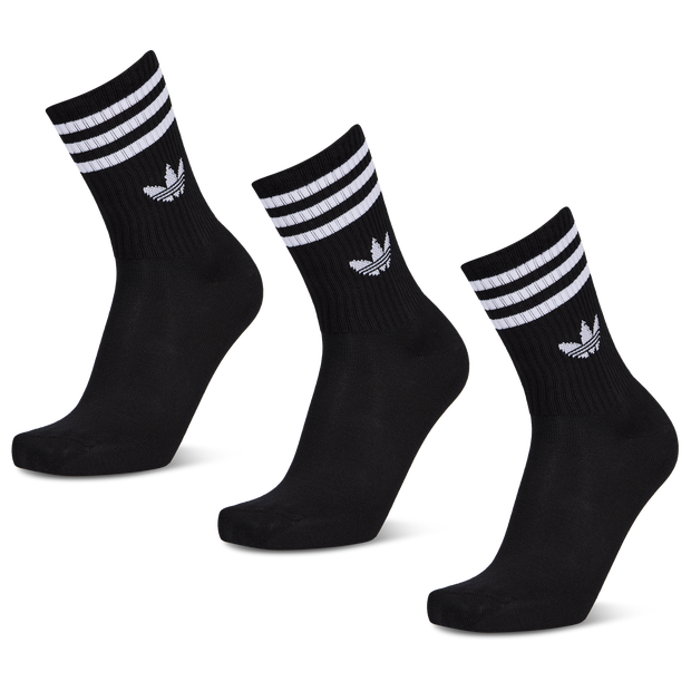 Adidas Mid Cut Crew 3 Pack Unisex Socks Black