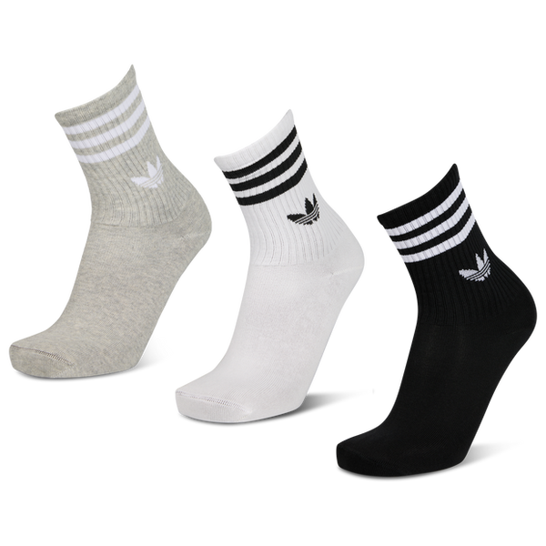 Adidas Mid Cut Crew 3 Pack Unisex Socks Grey