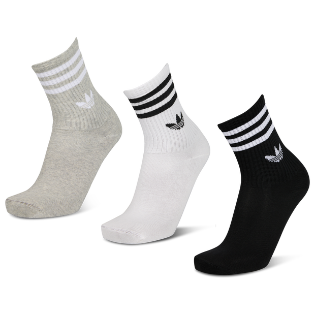 Adidas Mid Cut Crew 3 Pack Unisex Socks Grey