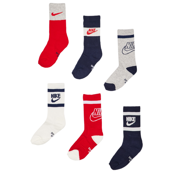 Nike Crew 6 Pack Unisex Socks Poly (Polyester) Blue