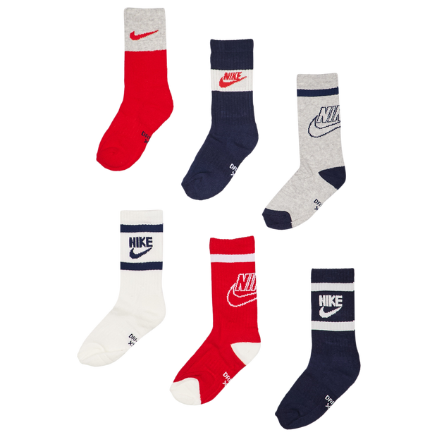 Nike Crew 6 Pack Unisex Socks Poly (Polyester) Blue