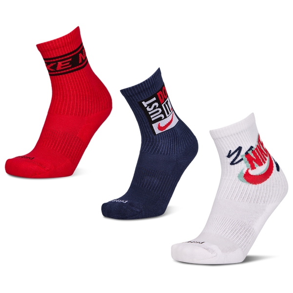 Nike Everyday Cushioned Crew 3 Pack Unisex Socks Red