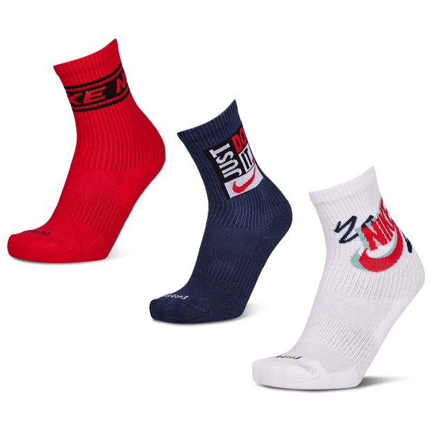 Nike Everyday Cushioned Crew 3 Pack Unisex Socks Red