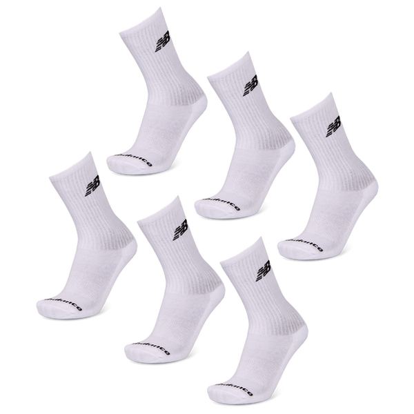 New Balance Crew 6 Pack Unisex Socks Cotton White