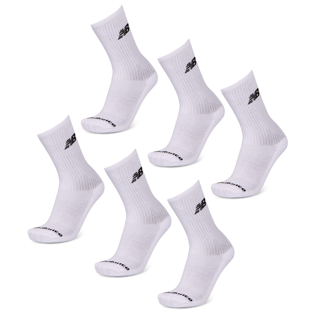 New Balance Crew 6 Pack Unisex Socks Cotton White
