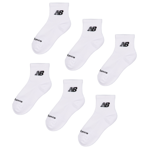 New Balance Quarter 6 Pack Unisex Socks Cotton White